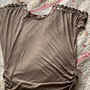 YA Taupe T with shoulder detail